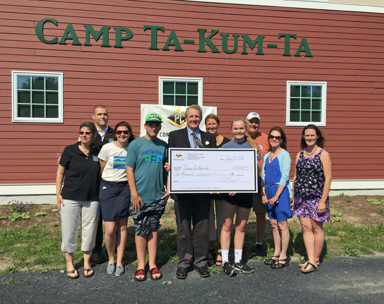 PC Construction Presents $10,000 to Camp Ta-Kum-Ta - PC Construction