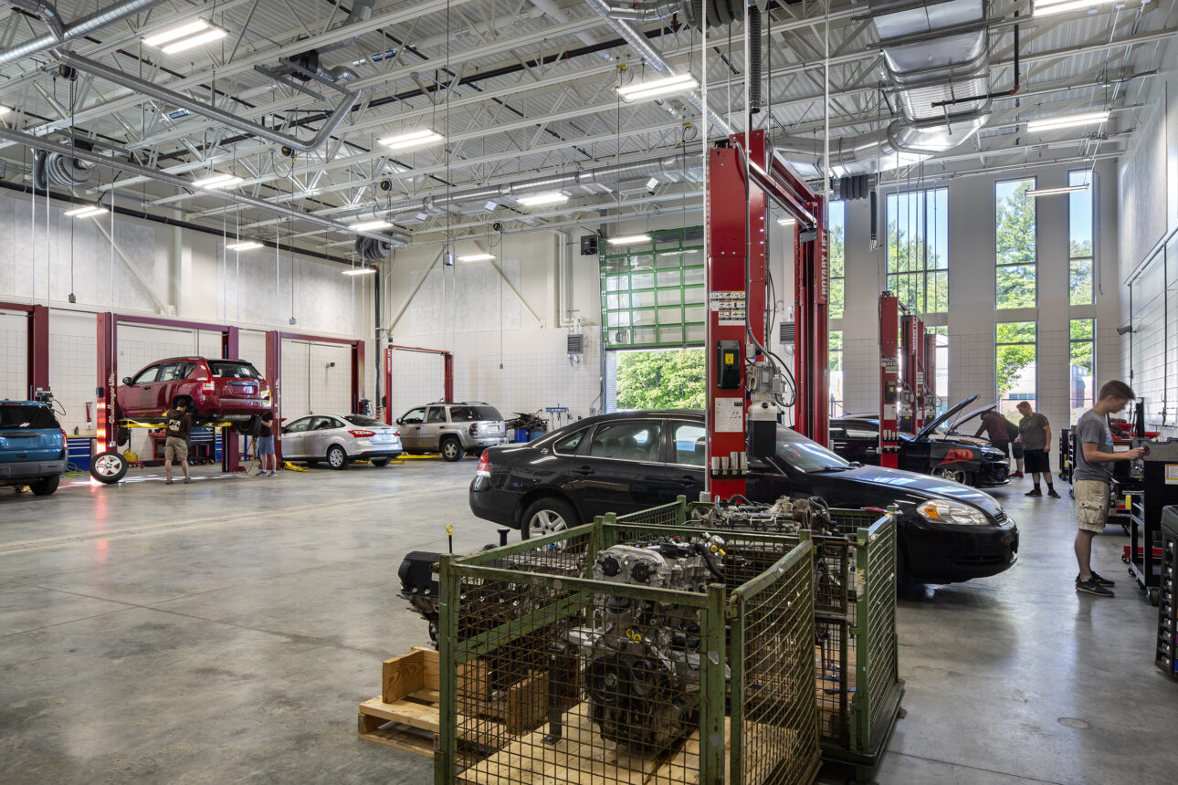 Students in Autobody Garage