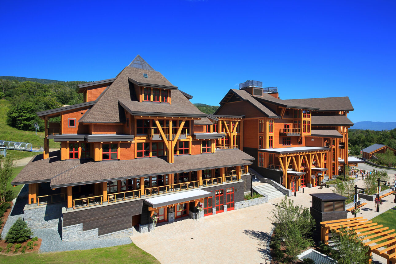 Wood Building with Large Windows