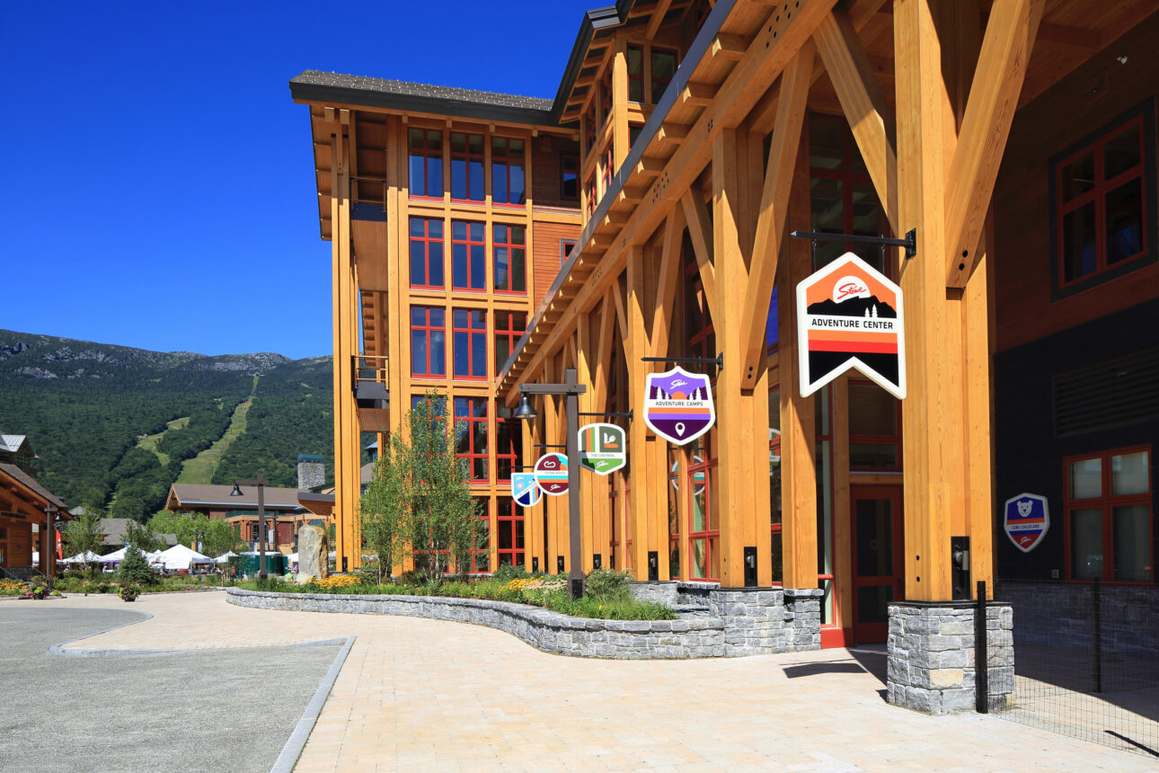 Wood Building with Large Windows