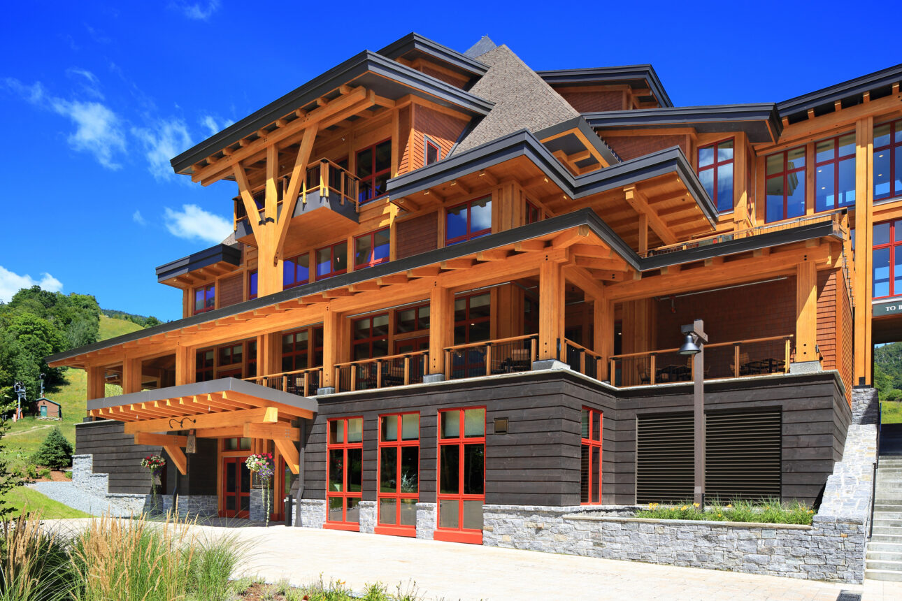 Wood Building with Large Windows