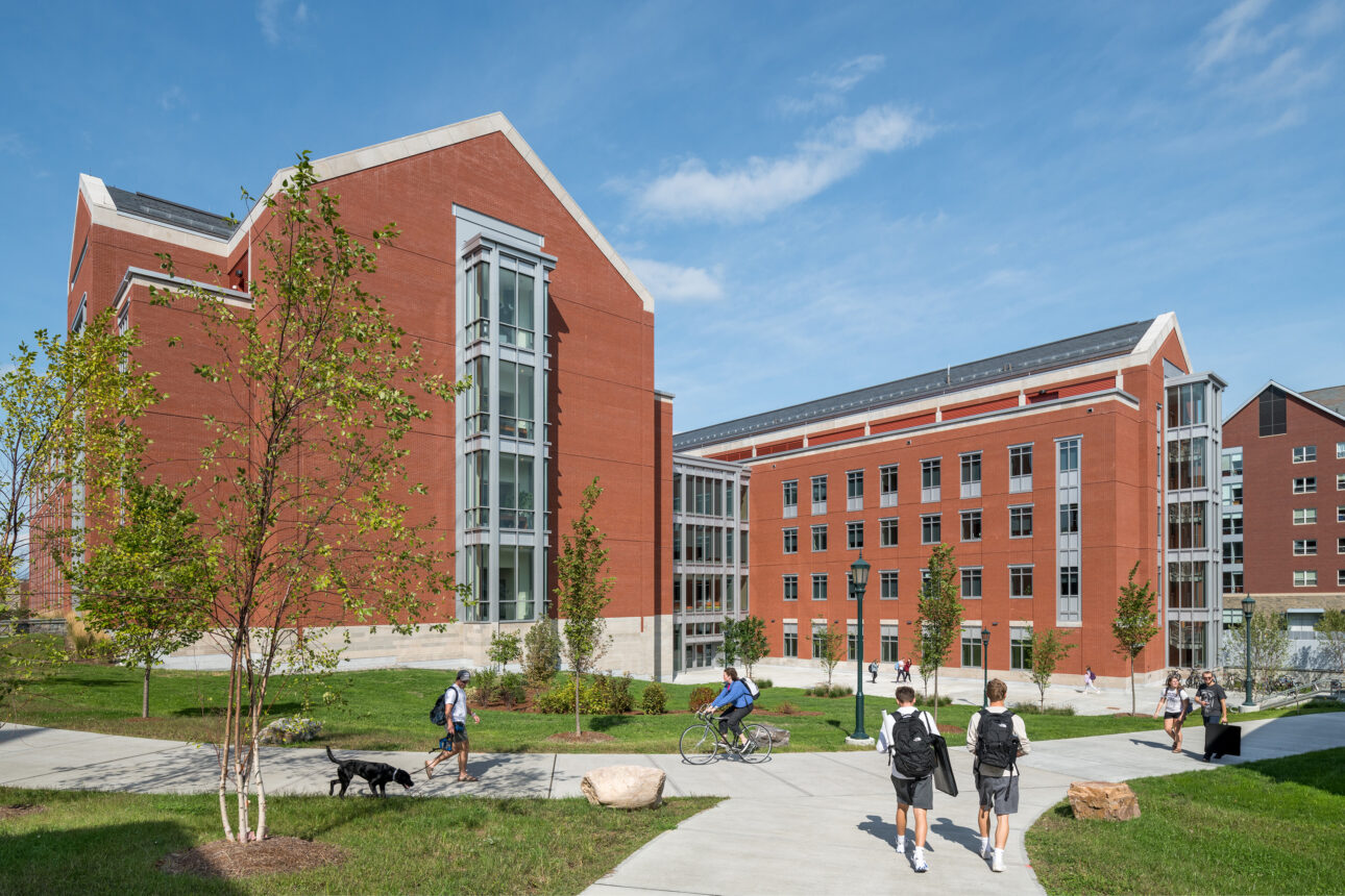 UVM STEM Complex Brick Academic Buildings with Students